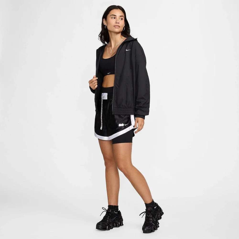 Nike Sportswear Essential Women Black UV Protection Hooded Windbreaker Jacket S‎